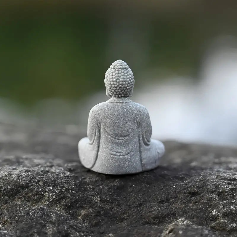 Green Sandstone Mini Amitabha Buddha Statue