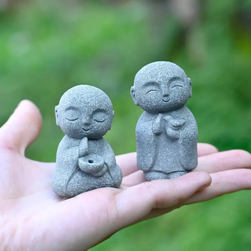 Peaceful Monk Meditation Statue Set (2pcs)