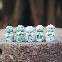 Mini Japanese Zen Monk Statues – 5-Piece Jizo Figurine Set for Bonsai, Garden & Home Decor