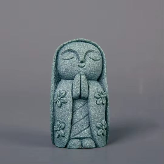 Mini Japanese Zen Monk Statues – 5-Piece Jizo Figurine Set for Bonsai, Garden & Home Decor