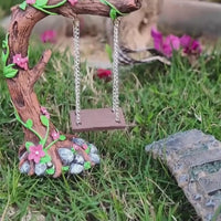 Whimsical Resin Owl Swing Garden Ornament