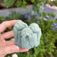 KaizenScrolls™ Handcrafted “See No Evil, Hear No Evil, Speak No Evil” Jizo Trio Statue