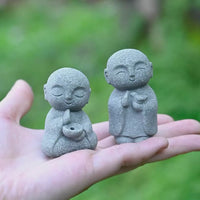 Peaceful Monk Meditation Statue Set (2pcs)