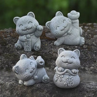 4-Piece Stone Resin Cartoon Cat Set