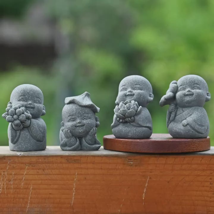 KaizenScrolls™ Handcrafted Stone Zen Baby Monk